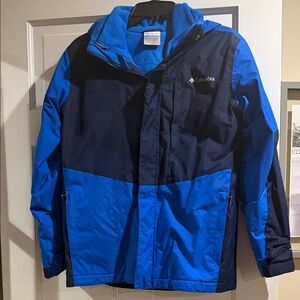 Columbia Kids Two-Tone Blue double snow jacket. Size L, 14y